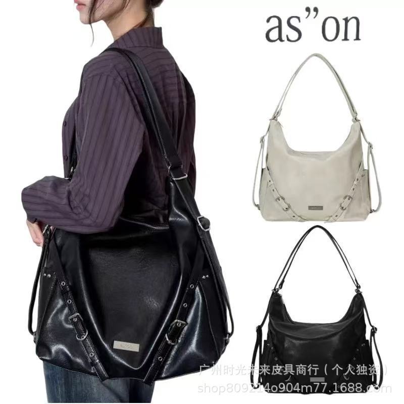 Korean Niche Designer Brand Ason Fashion Multifunctional Large-Capacity Commuter Dual-Use Shoulder Crossbody Backpack for Women