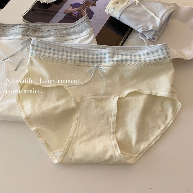 女生纯棉内裤女10A加长抑菌裆全棉撞色女士中腰运动不勒腿三角裤|undefined