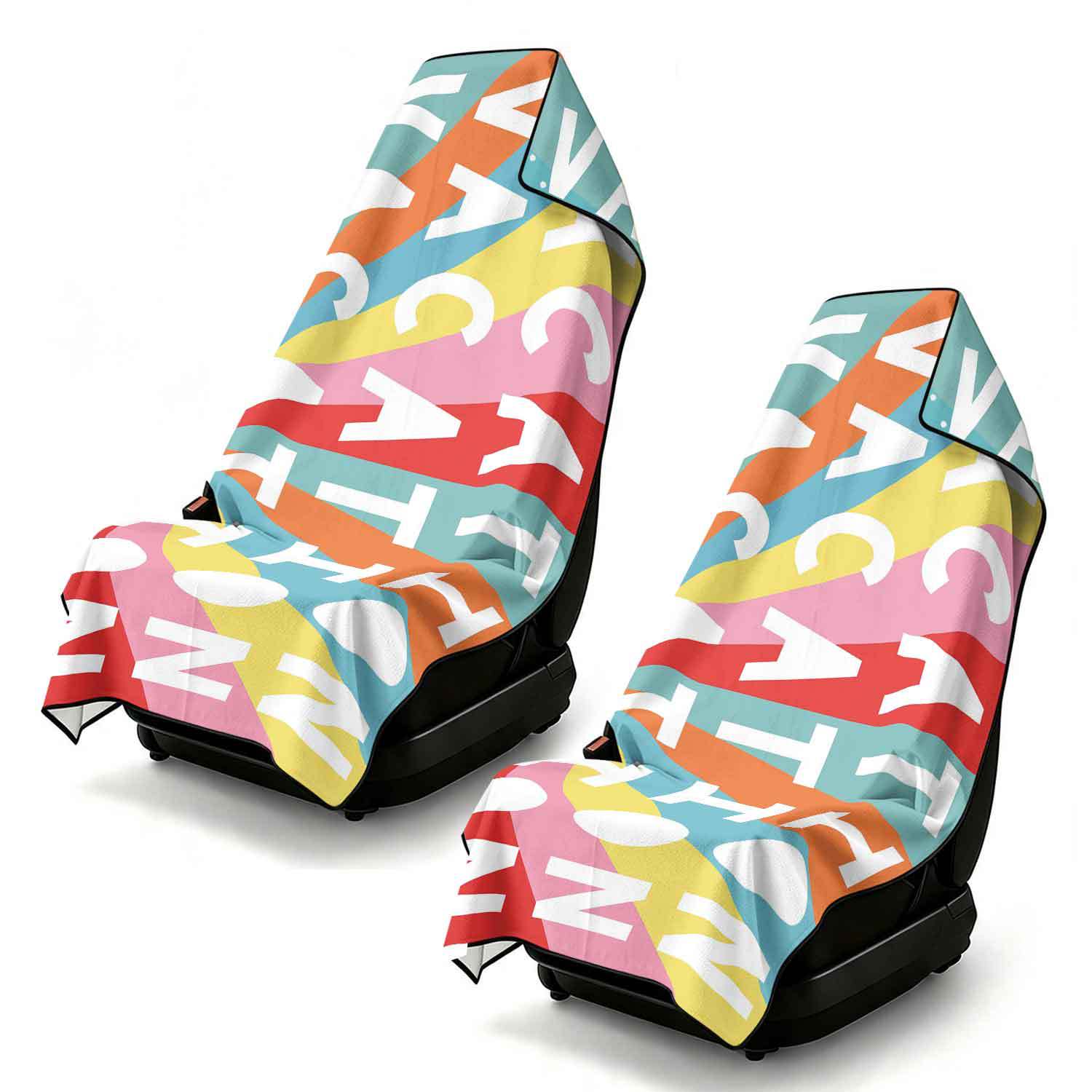 2-piece dual-use car seat cover, ultra-fine fiber, can be used as a beach towel, printed car protective seat cover 13