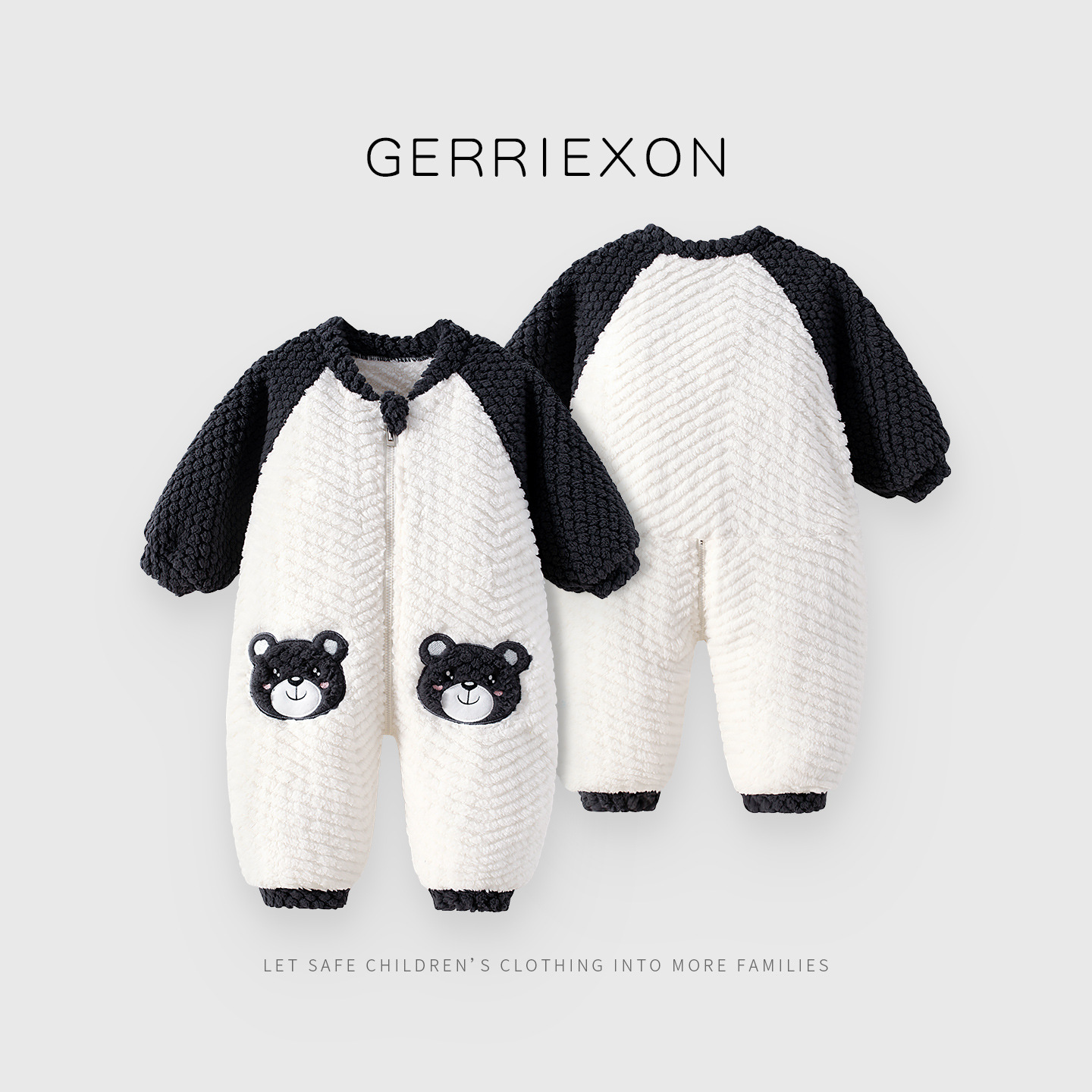 Baby Warm Velvet Jumpsuit Spring, Autumn and Winter Coral Velvet Thickeneded Warm Sleeping Bag Baby Fleece-Lined Cute and Cute Harem