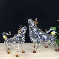 Пустая бутылка для вина с двенадцатью знаками зодиака, бутылка для вина ручной работы, бутылка для вина в виде коровы, прозрачная стеклянная бутылка для вина