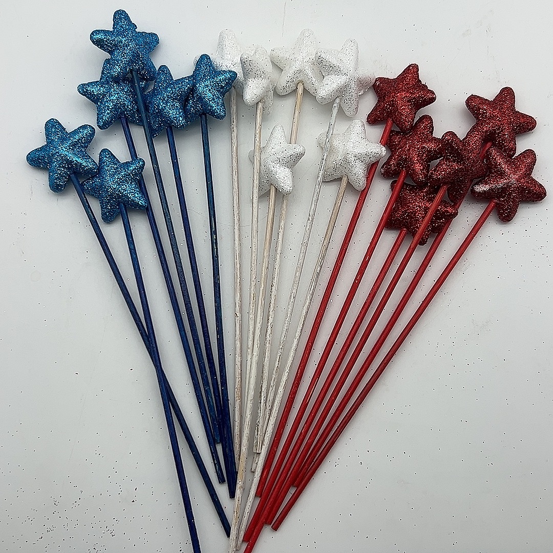 Spot transfronterizo Día de la Independencia de EE. UU. Espuma de espuma rosa brillante estrella de cinco puntas decoración de mesa