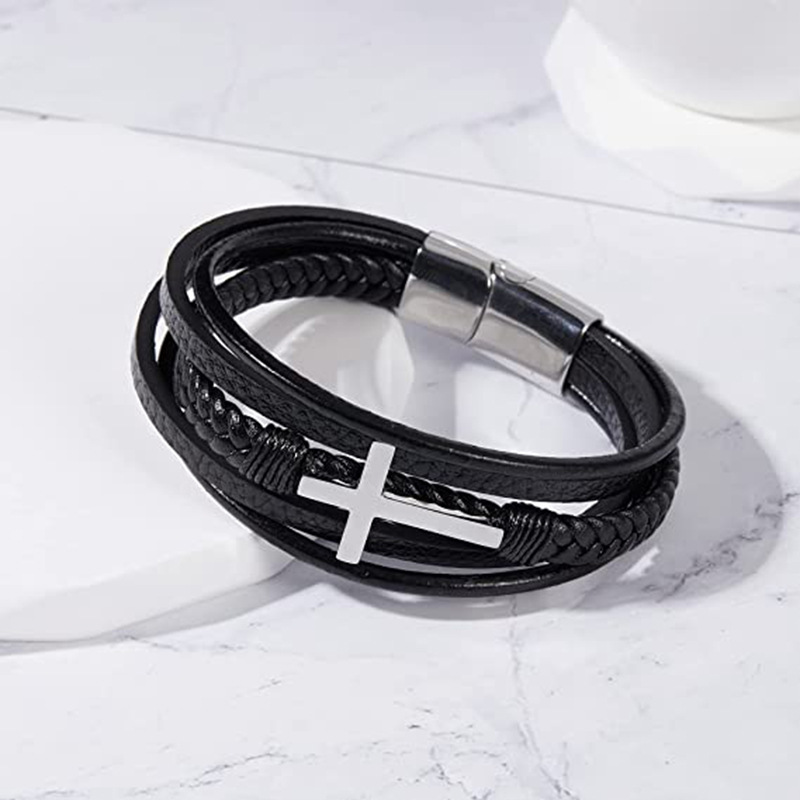 1 Piece Fashion Cross Pu Leather Alloy Womenu0027S Bracelets