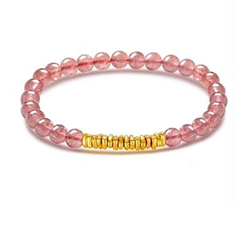 16개의 깨진 금 핑크 크리스탈 팔찌