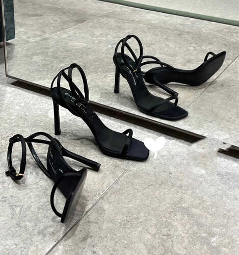King's same style  summer new square toe open toe high heels women's one-word elegant temperament stiletto sandals French style