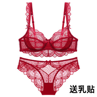 New Product Benmingnian Lace Sexy Underwear suit Women's Big Chest Small D Cup E Cup plus size Bra