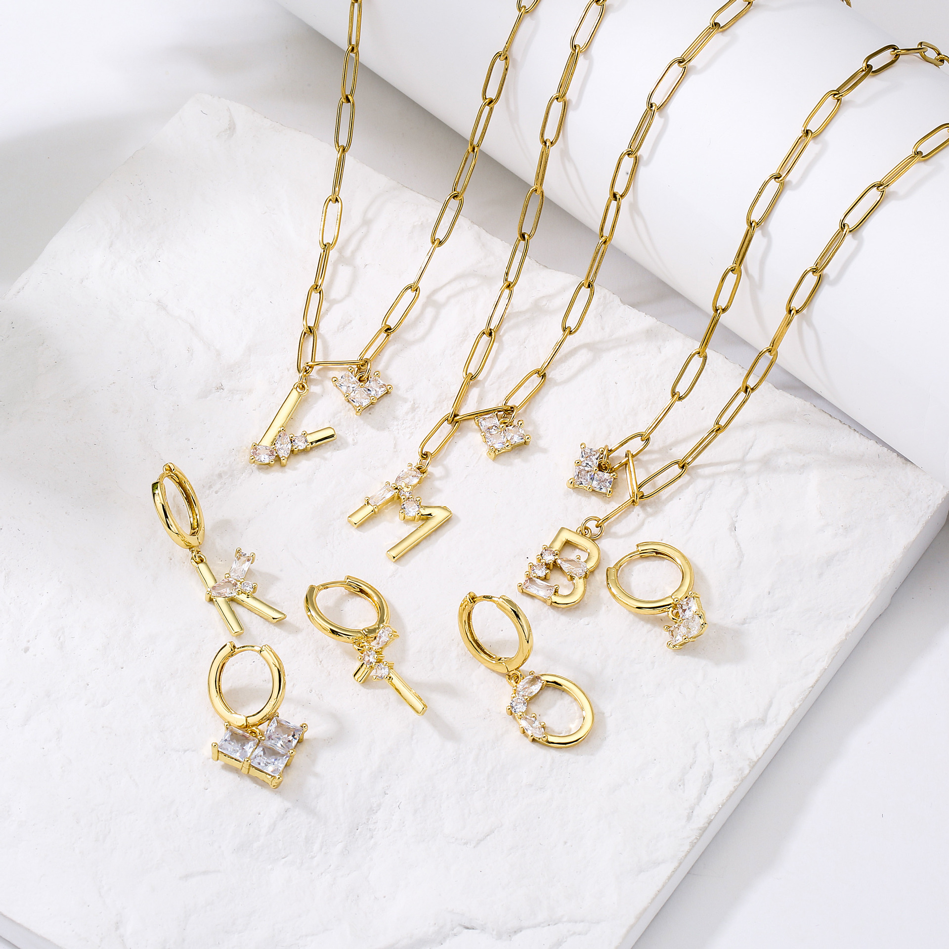 Zircon Micro-Inlaid Heart-Shaped English Letter Necklace Stainless Steel Necklace