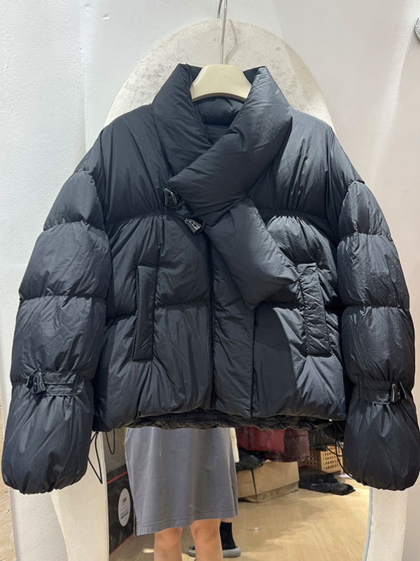 秋冬新甜美百搭羽绒棉服女短款围脖巾小个子加厚泡芙棉衣保暖外套|undefined