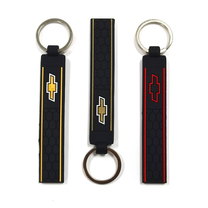 Suitable for Chevrolet Football Pattern Silicone Keychain Chevrolet Hanging Waist Silicone Honeycomb Pattern Key Chain Hanging Decoration