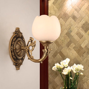 Marble Lamps European Style Living Room Background Wall Foyer Aisle Staircase Bedroom Bedside 2024 New All Copper Wall Lamp