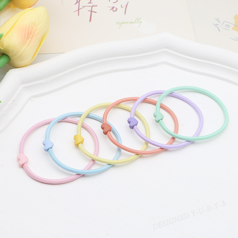 Candy color Love head rope female student hair band milk tea color hair rope cute rubber band hand rope high elastic leather case Wholesale
