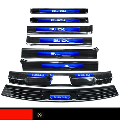 Sill Strip Fathead Fish Business, Dekorativ pedal başlıqları - sku42-25s-28t-black-titanium-blue-label-4-door-sills-rear-guard-8-pieces