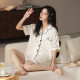 2025 Summer New Ice Silk Pajamas Women's Short-sleeved Shorts High-end Outer Wearing Home Clothes suit