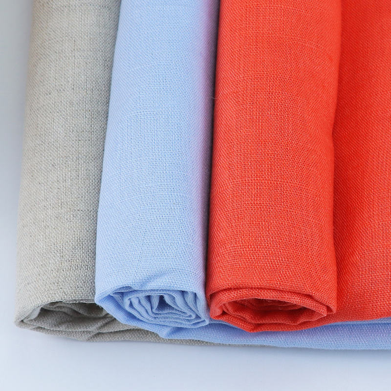 En stock 14 bambú Lino algodón tela algodón y lino tela primavera y verano color sólido camisa moda vestido tela