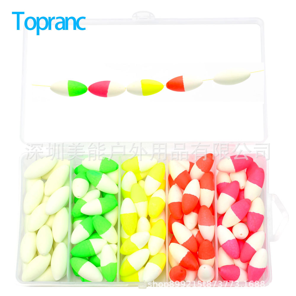EVA Oval Foam Float Bead Set, Eye-catching Float Beads for European Carp Fishing, Anti-底钓组配件,100 pieces in a box