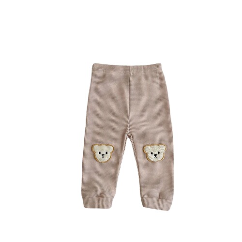 ins new Korean style new waffle bear pants for baby and children in autumn, cute and fashionable going out harem pants