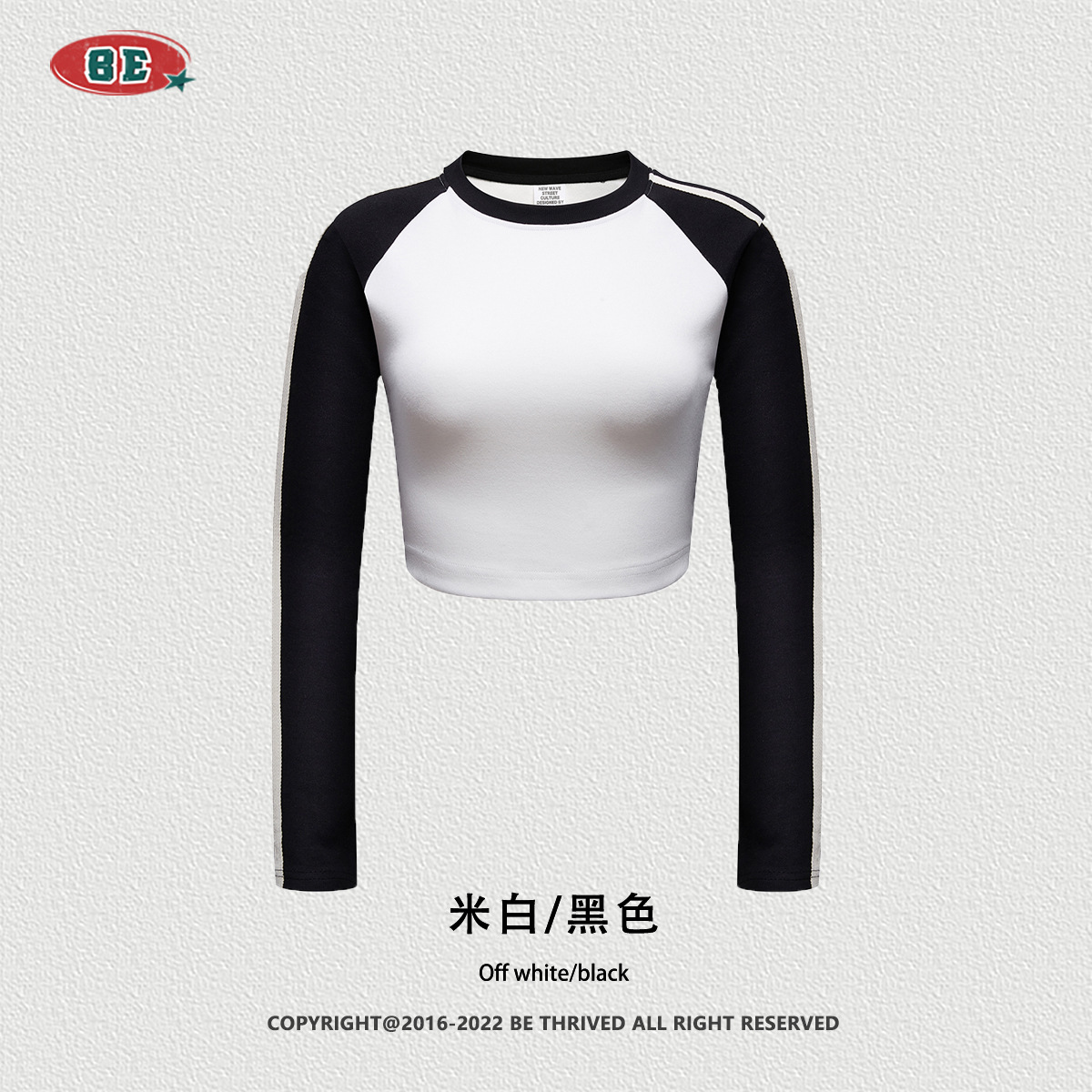 Ser preferencia| Comercio exterior de Europa y Estados Unidos cuello redondo de color caliente chaqueta de umbilical marca de té de color corto camiseta de manga larga mujer image 8