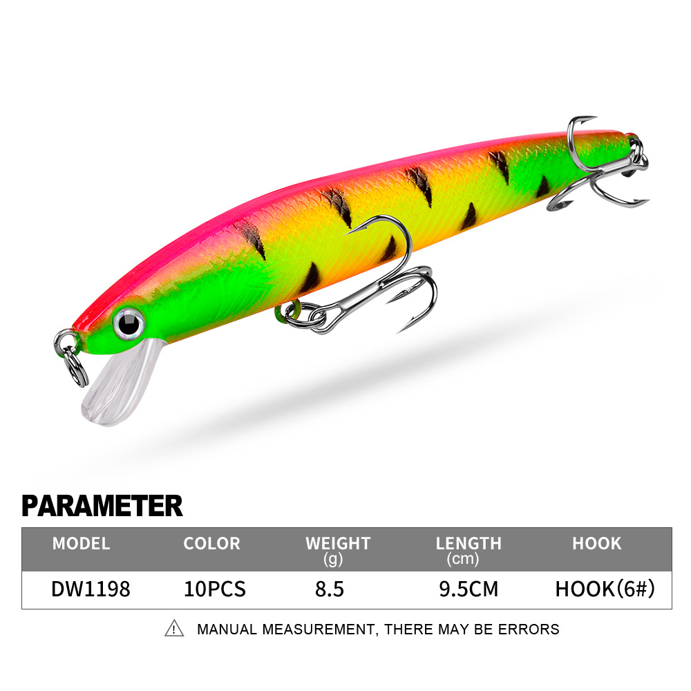 10 color roads hard bait 8.5g Luya fish bait Mono fish bait 9.5cm simulation bait fishing gear wholesale DW1198 2