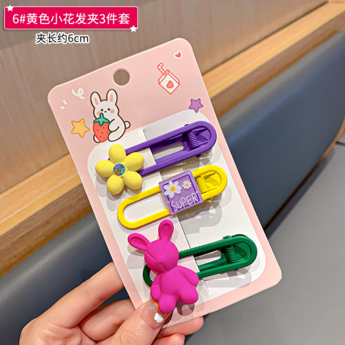 Girls' bangs broken hair hairpin side colorful clip baby cartoon hairpin little girl's back head hair accessories