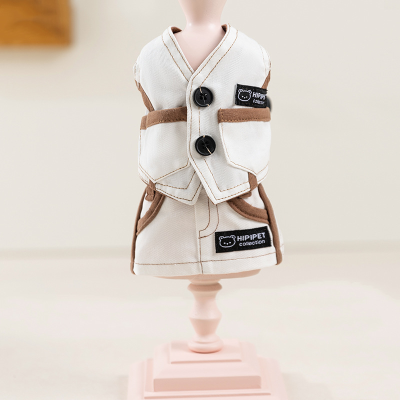 Moda coreana primavera y verano perro chaleco de mezclilla falda traje perro pequeño y mediano peluche ropa coreana para perros