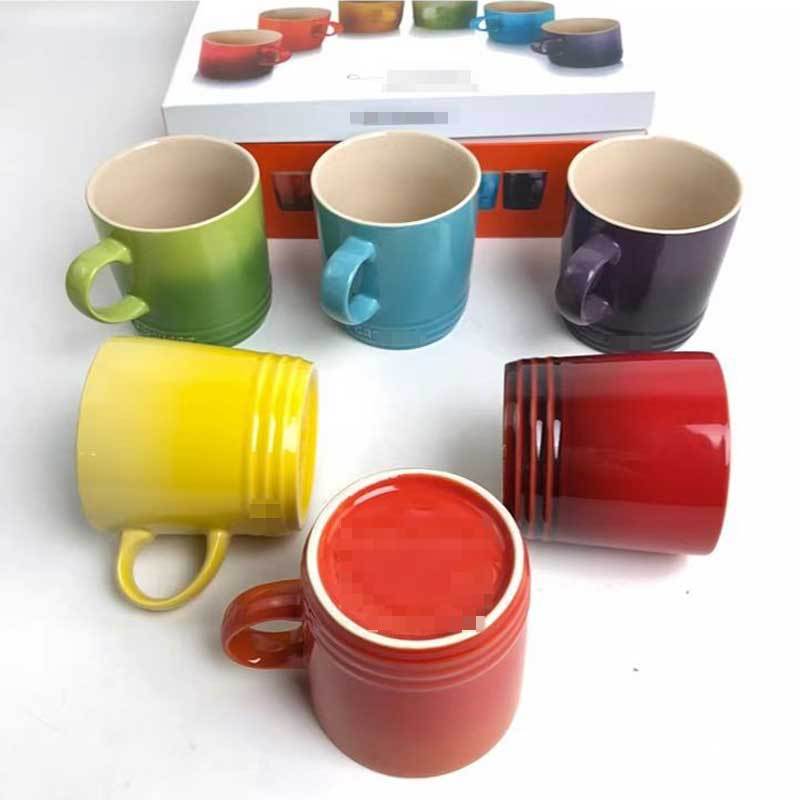 Nordic Style Rainbow Mug Macaron Six-Piece Set Household Tableware suit Ceramic Cup Coffee Milk Cup