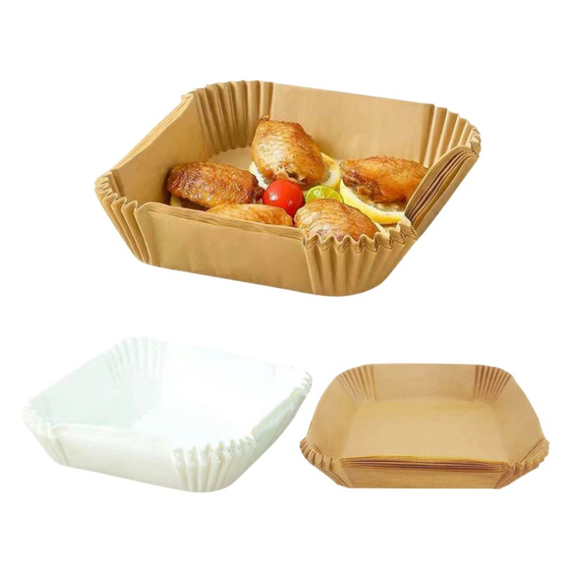 Freidora de aire cuadrada de papel de aceite de silicona bandeja de papel redonda de papel absorbente de aceite almohadilla de alimentos papel para hornear desechable para el hogar