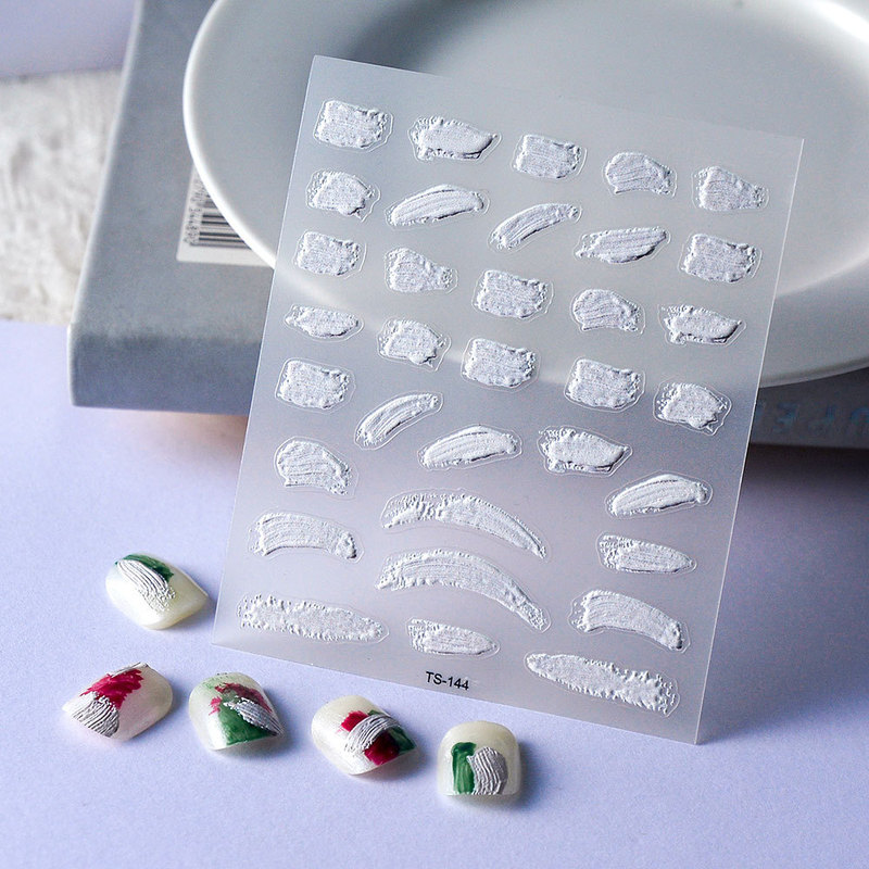 Art abstract solid color irregular plaster graffiti three-dimensional relief nail art stickers nail decoration stickers waterproof