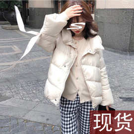 韩派短款羽绒服女小个子时尚气质轻薄白色棉服女D90556