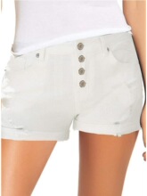 T 79961 High Waist Four Button Denim Shorts ����ţ�ж̿�