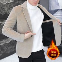 2024秋冬新款加厚西服外套男潮流修身毛呢小西装时尚休闲外穿上衣