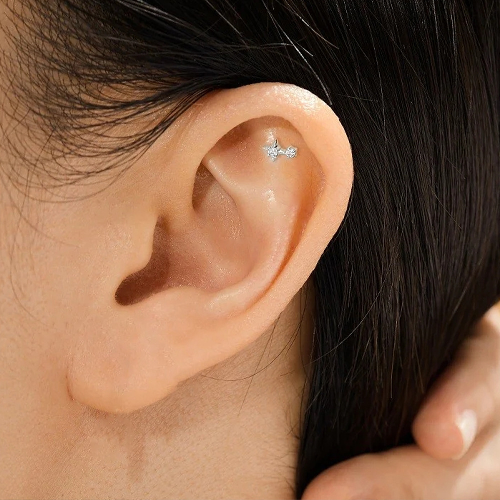 2g Weight Zircon Inlay Material Ear Studs Classification 1 Piece Quantity Daily Occasion 925 Sterling Silver Material Geometric Pattern Women's Gender Plating Design Simple Style Style 1 Piece Ear Cartilage Rings & Studs Simple Style Geometric 925 Sterling Silver Plating Zircon 41