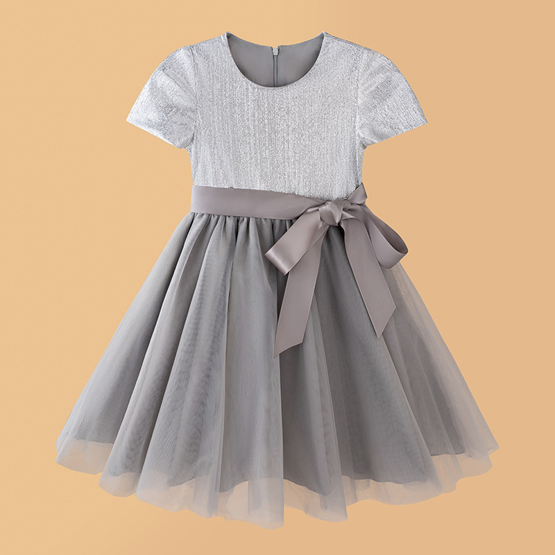 Vestido de niña vestido de verano vestido de princesa de alta gama vestido de gasa de red de un año vestido de rendimiento para niños del día del niño corto