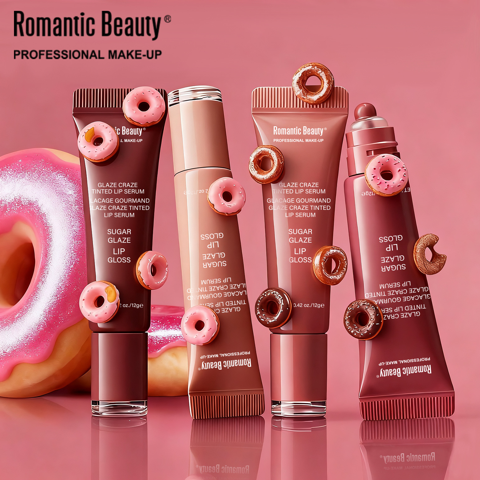 Explosiones transfronterizas de color esmalte labial esmalte labial femenino humectante miel de labios hidratante rosquilla labial