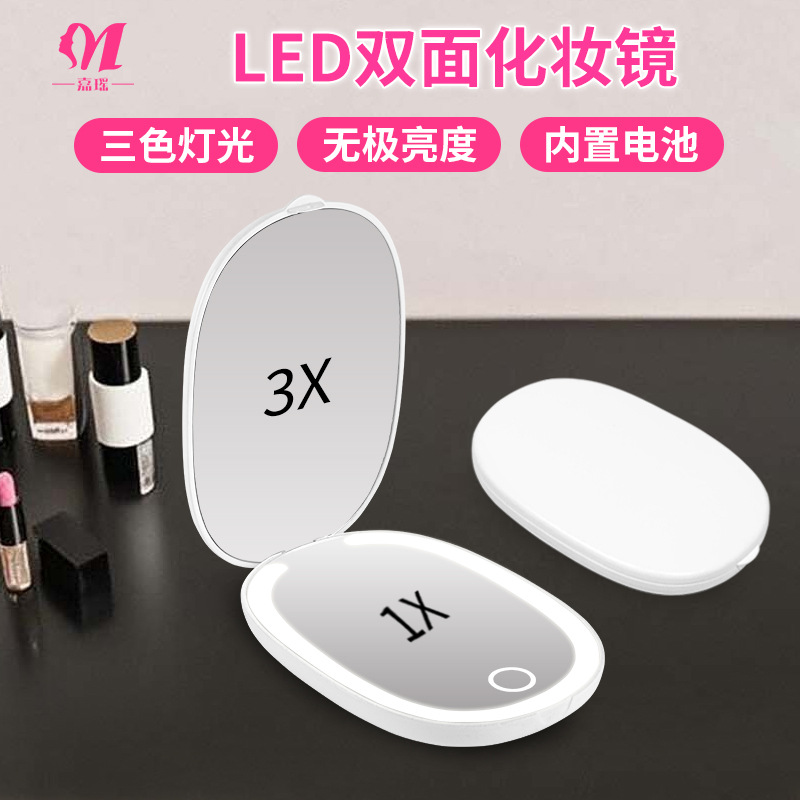 Handheld double-sided folding mirror
