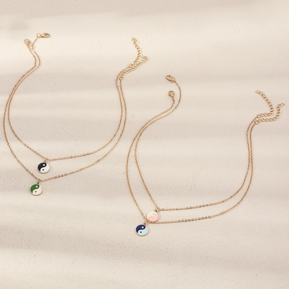 simple Yin Yang Tai Chi oil drop earrings color gossip necklace