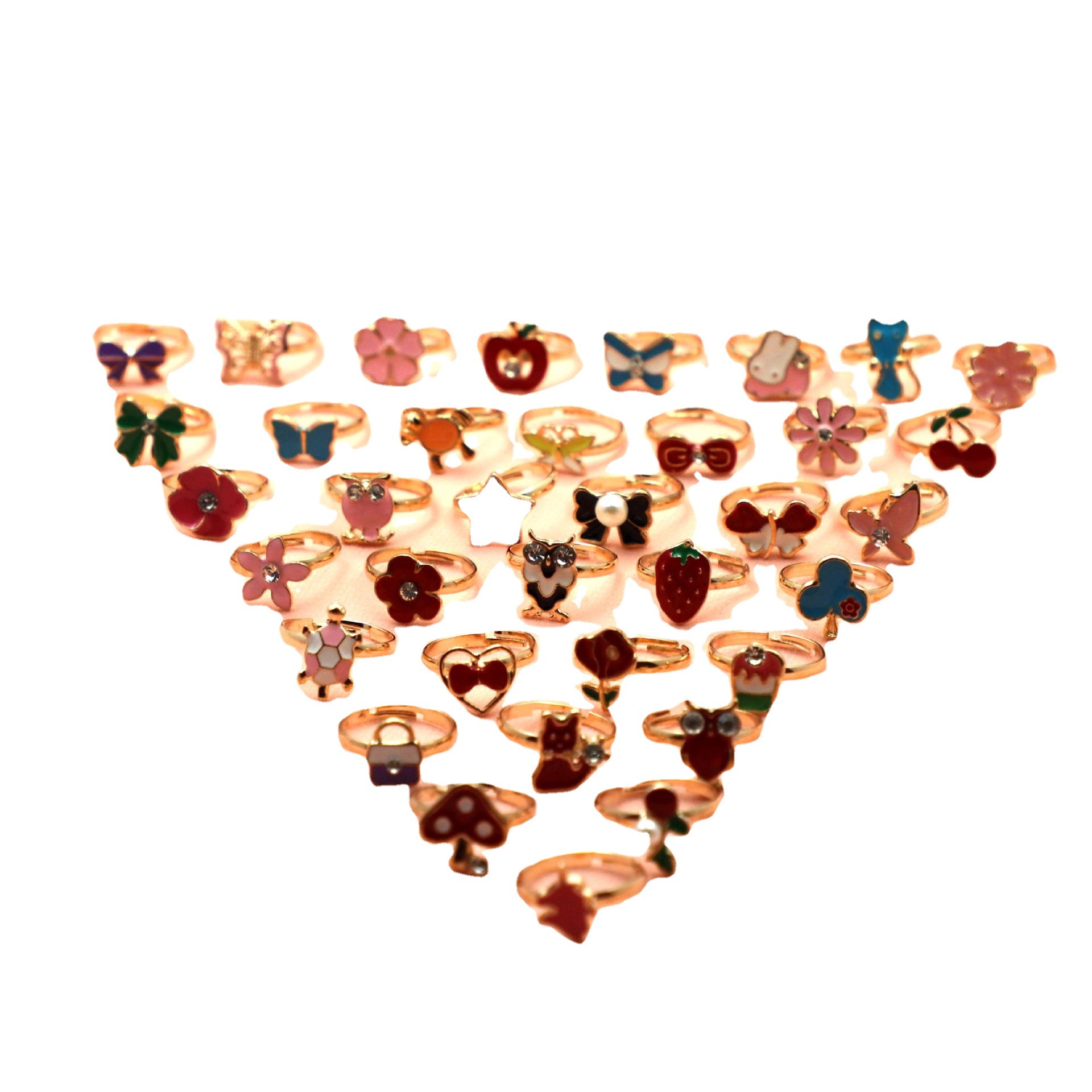 Anillo de aleación anillo de dibujos animados lindo anillo de joyería para niños mezclado 36 Unidades 1 caja pequeña joyería