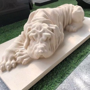 Yellow sandstone animal Shapi dog carving animal indoor and outdoor decoration