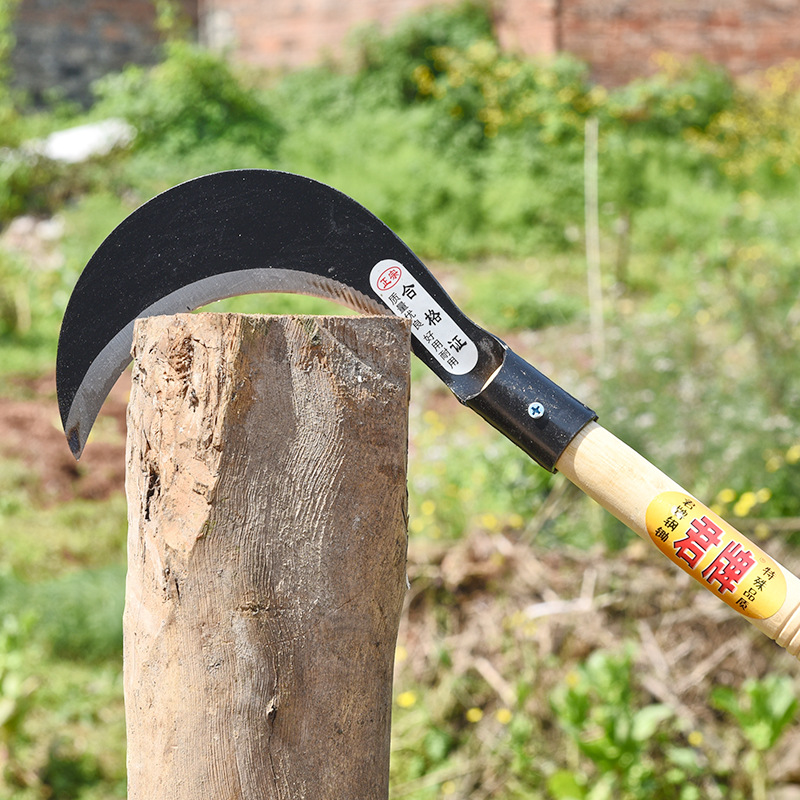 Manganese steel sharp sickle farm grass cutter garden weed cutting tree chopping firewood knife outdoor fishing fishing weed cutting sickle 