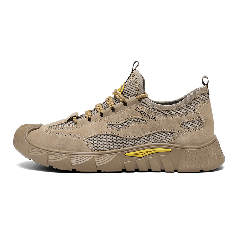 Zapatos de hombre 2025 primavera nuevos zapatos de protección de trabajo casuales transpirables de malla zapatos de moda versátiles zapatos de malla resistentes a la suciedad