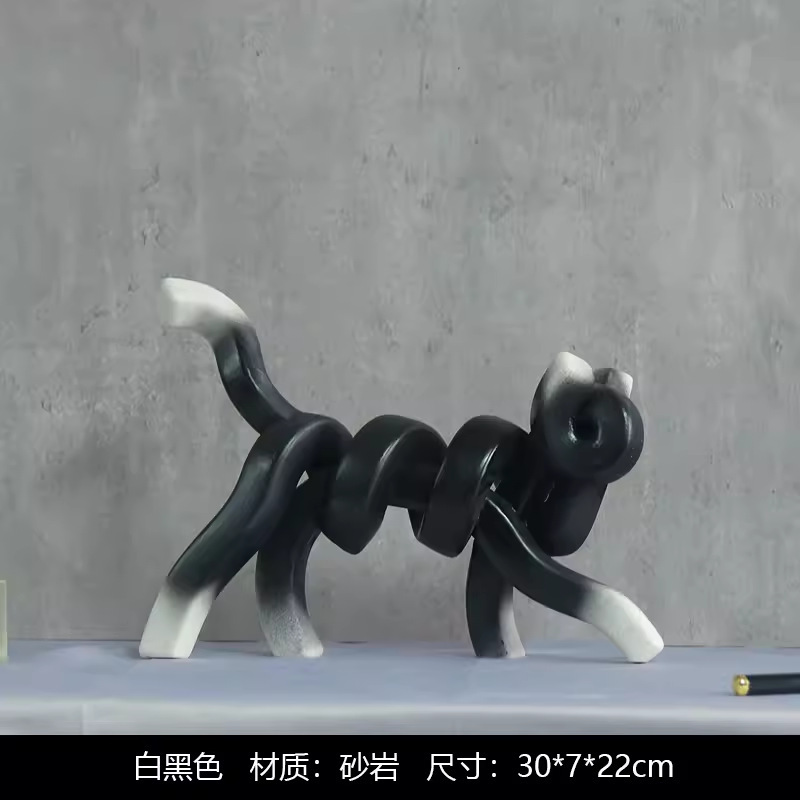 モダンでシンプルなかわいいペットの猫とクマの幾何学的な動物の装飾品北欧ホームモデルルームワインキャビネット子供部屋の装飾|undefined