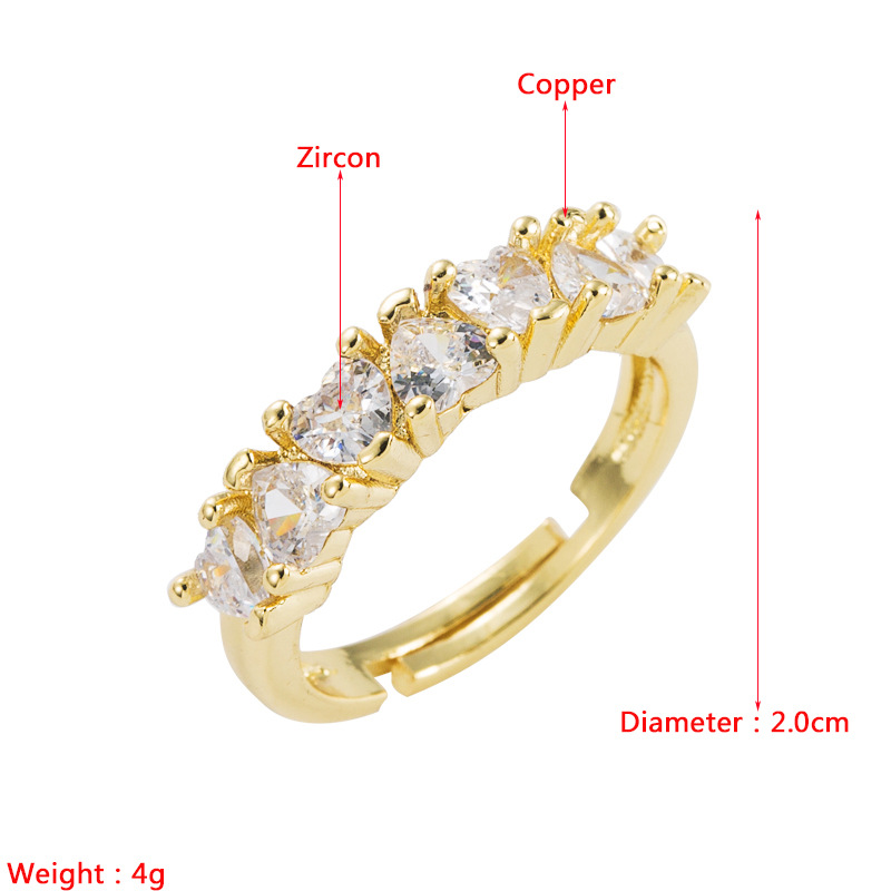 Fashion Copper-plated Real Gold Micro-inlaid Zircon Heart Cross Bows Ring display picture 1