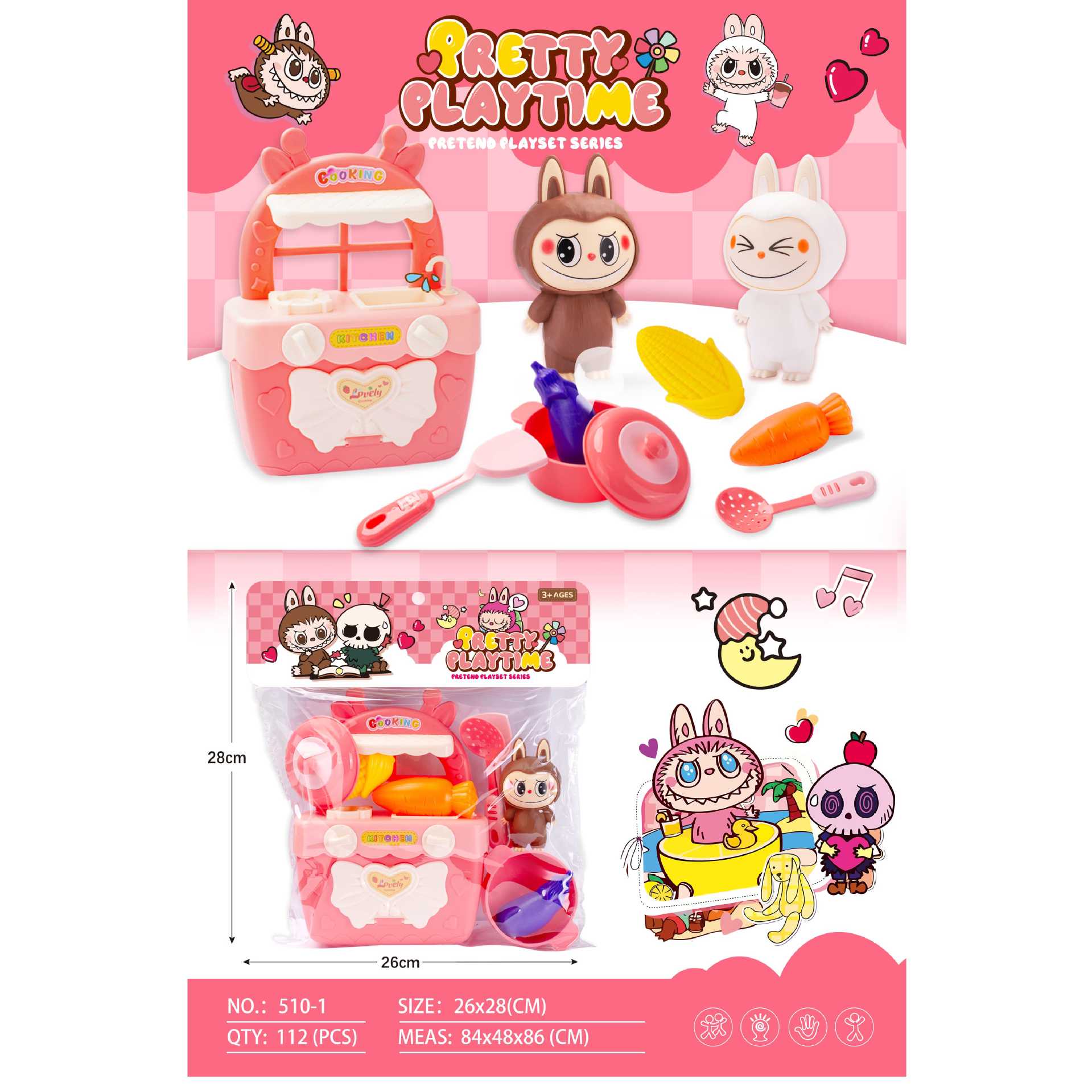 Un conjunto completo de juguetes de juegos para niños al por mayor, puestos callejeros, mercado nocturno, suministro de supermercados, juegos de juguetes de simulación de 3-5 años