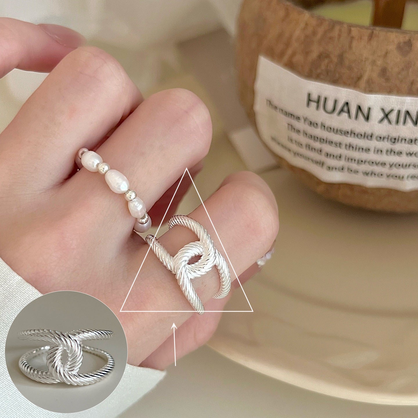 幾何学的な線の交差指輪の女性の冷たい風のシンプルなファッションS925銀メッキの口の指リングins風の指の指輪