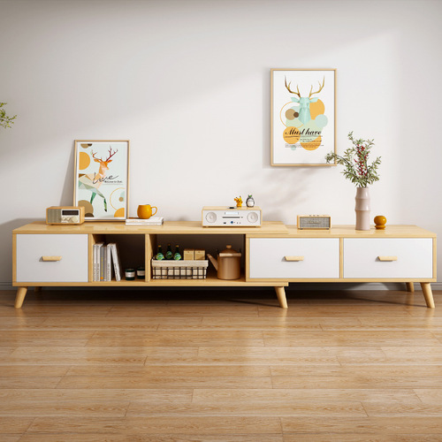 TV cabinet, simple and modern, for living room, home use, Nordic style, free extension, bedroom, small apartment, solid wood leg TV cabinet