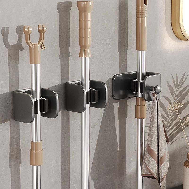 Space Aluminum Toilet Bathroom Wall Mounted Suction Cup Hook for Mop and Broom, Strong Adhesive No-Drill Holder Bathroom Storage Gadget
