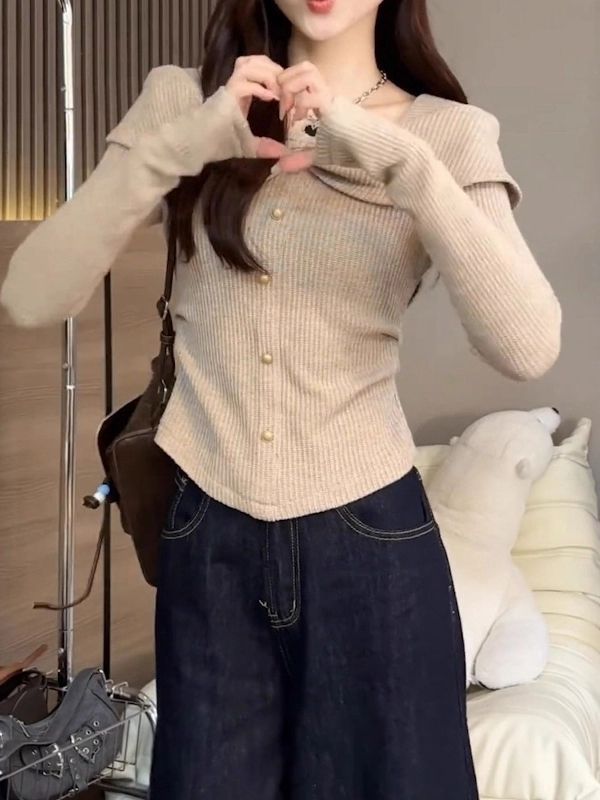 大码法式褶皱荷叶边长袖T恤女2025秋季新款胖mm收腰显瘦小众上衣|undefined