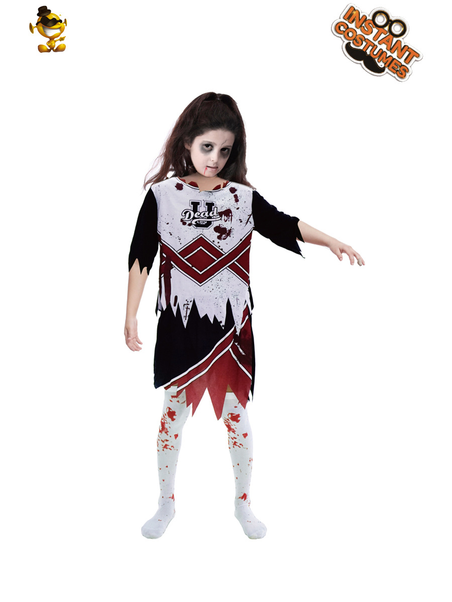 Niños Halloween fiesta de carnaval cosplay traje zombi chicas horror animadora traje vestido