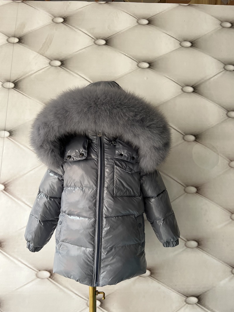 Mother & Kids down jacket style medium and large children Korean style fox fur collar thickened medium and long children's clothing coat_voghion.com