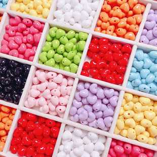 Acrylic chubby solid color love does not fade peach heart vertical hole beaded DIY handmade mobile phone chain accessories material