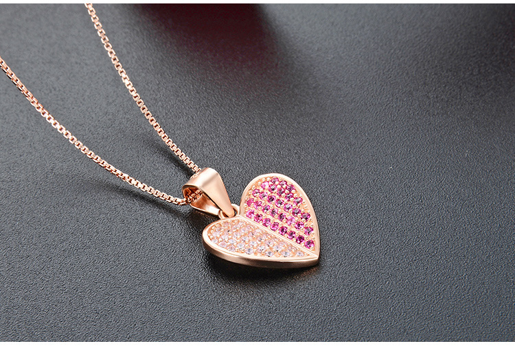 Simple Style Accessories Pendant Korean Version S925 Silver Zircon Heart-shaped Pendant display picture 3